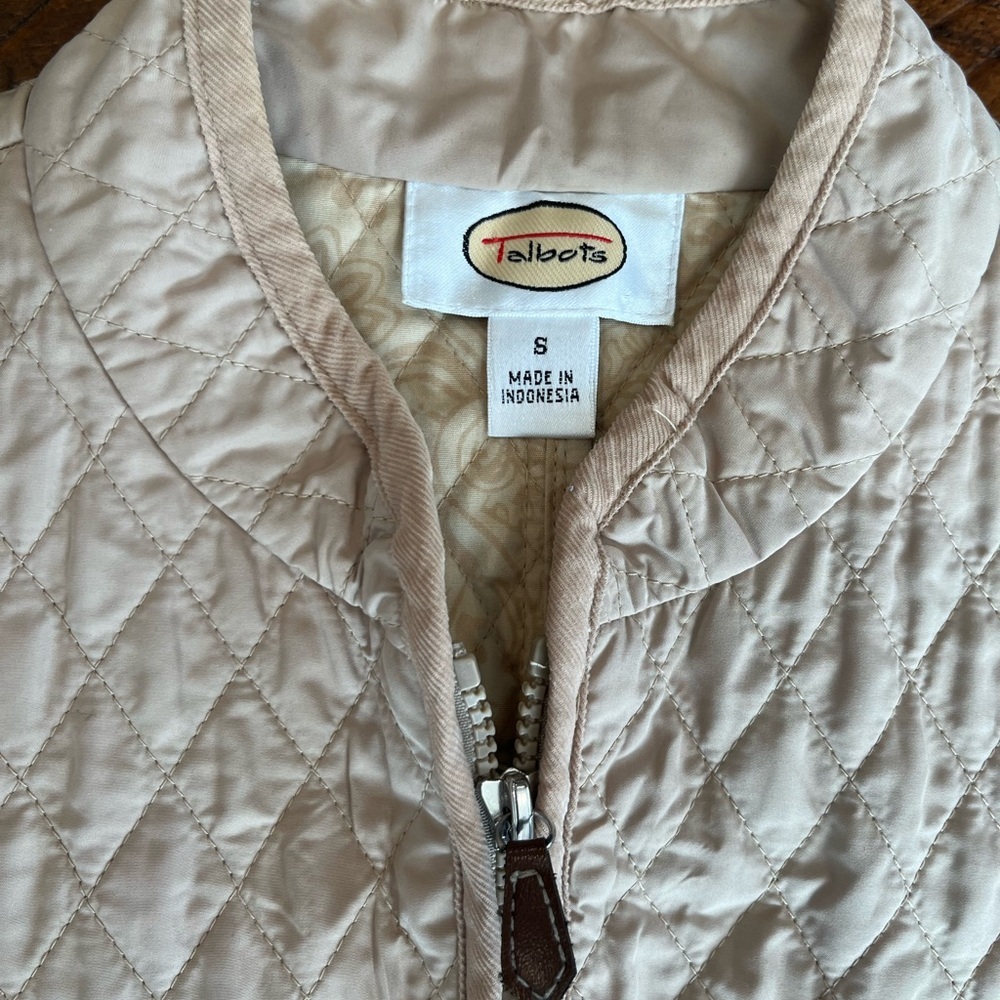 Talbots Tan Quilted Vest with Fitted Silhouette - Picture 2 of 3